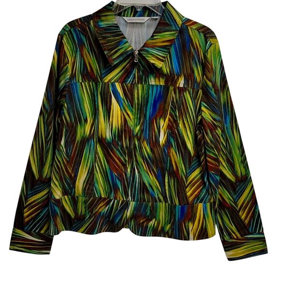 Draper's & Damon's Women's Multi Colored Lightweight Zip Front Jacket Size L - Picture 1 of 10